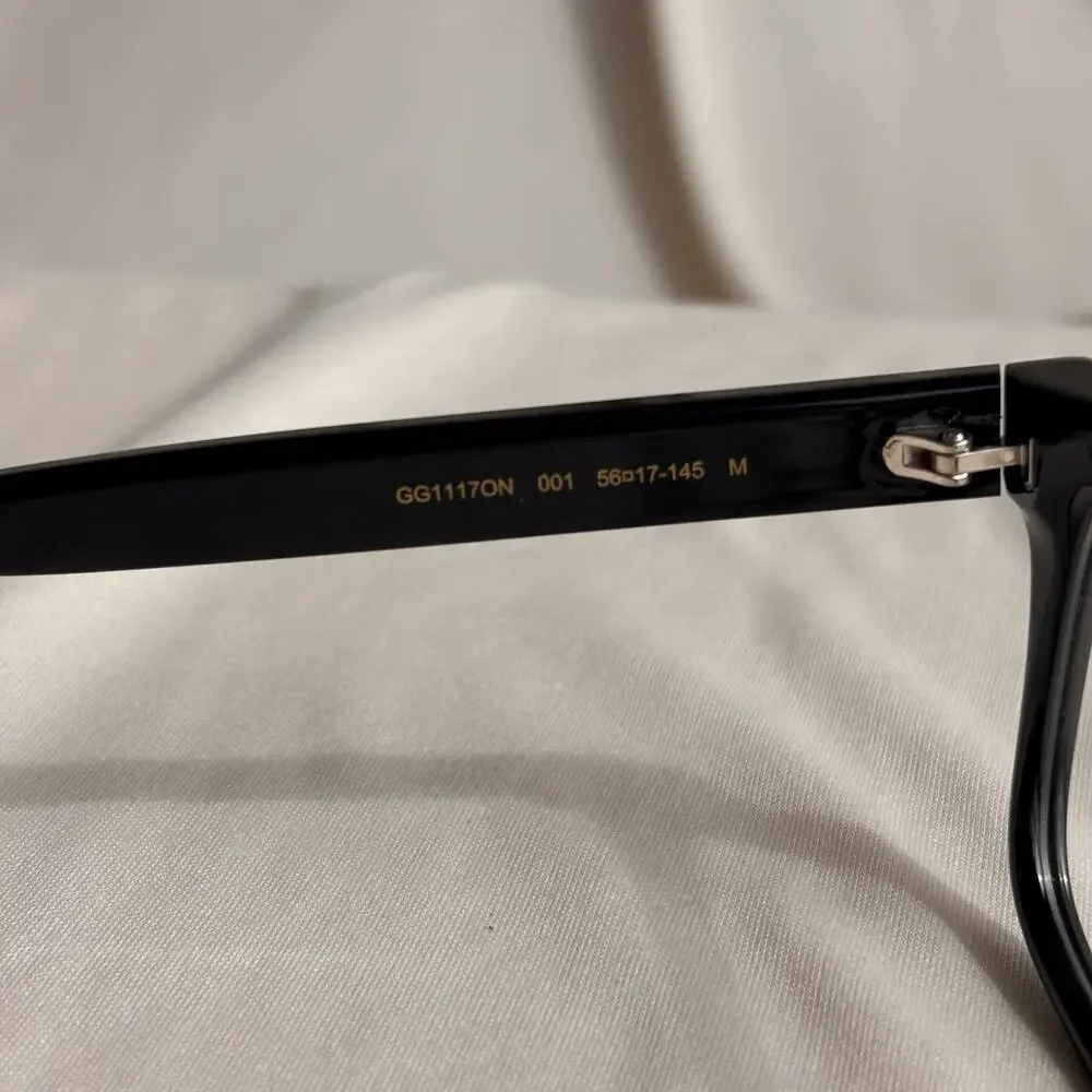 Gucci Black Square Eyeglasses - GG1117O - Red & Green Web, NIB